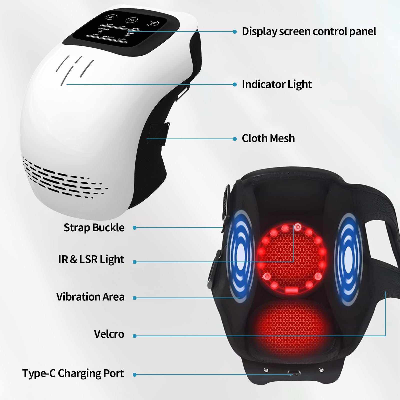 Intelligent home use electric kneading knee massager with heating and vibration for pain relief